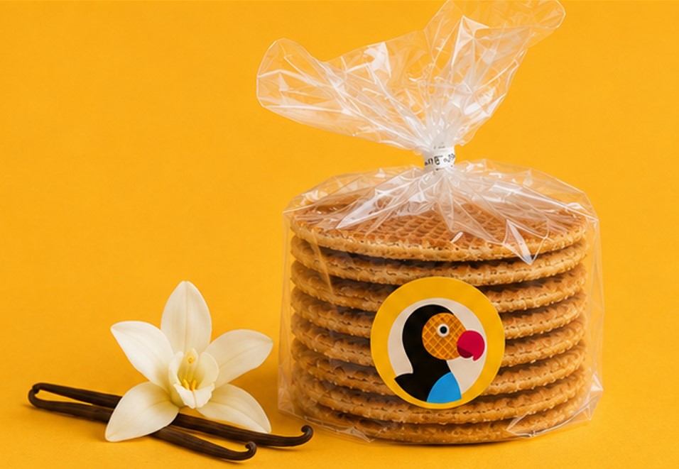 Dodo Wafel concept with stroopwafels, vanilla and the dodo identity